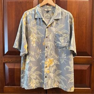 Vintage Tommy Bahama 100% Silk Hawaiian Floral Short Sleeve Shirt Mens L